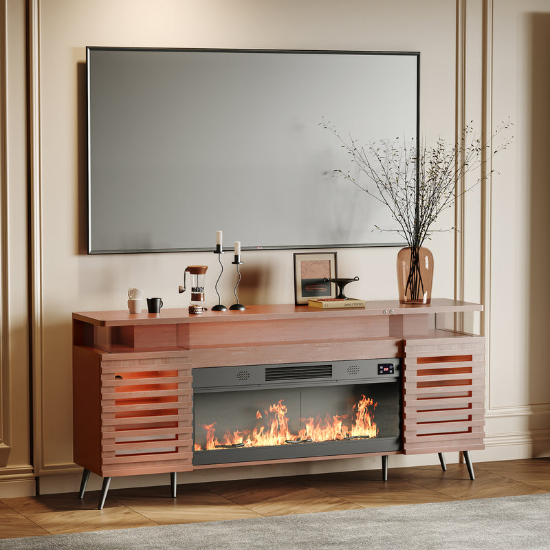 Fully Assembled 71" TV Stand with Electric Fireplace