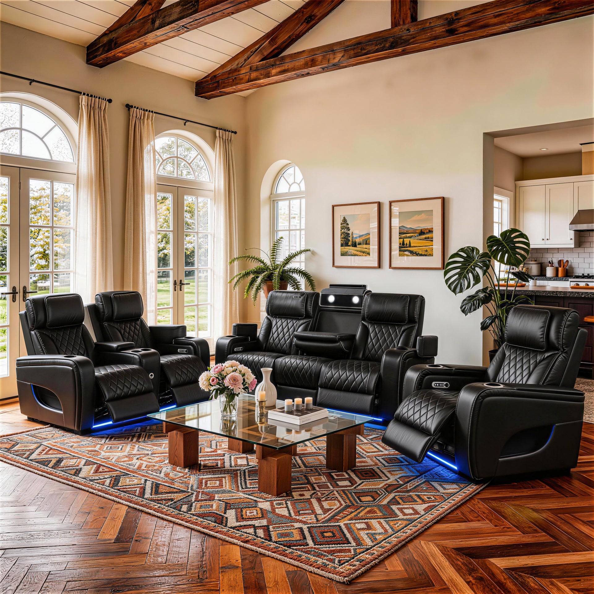 Jessie Luxury Black Power Recliner Sofa Set