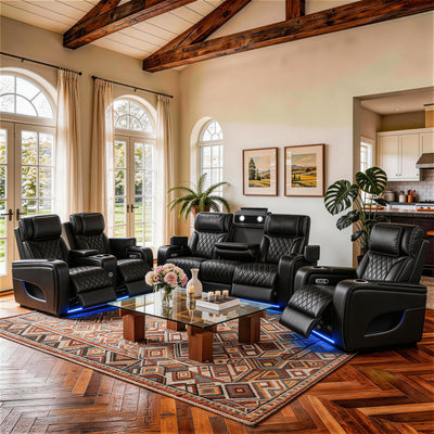 Jessie Luxury Black Power Recliner Sofa Set