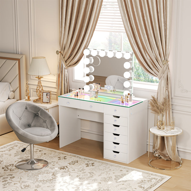 Diana Storage Drawers Vanity Set with Mirror and Chair