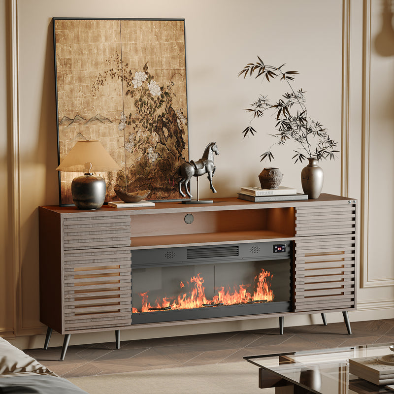 Fully Assembled 71" TV Stand with Electric Fireplace