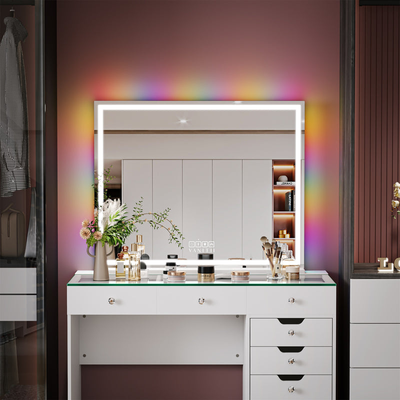 Luxury Hollywood Glow Vanity Mirror with RGB & Bluetooth Speaker