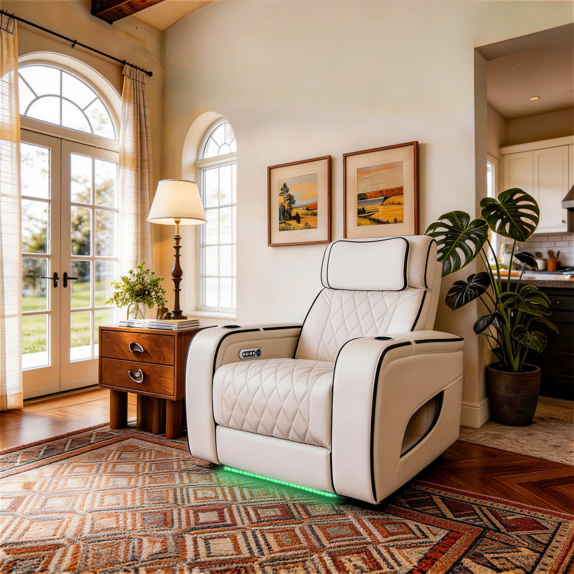 Jessie Power Recliner Chair - Modern White Leather Armchair