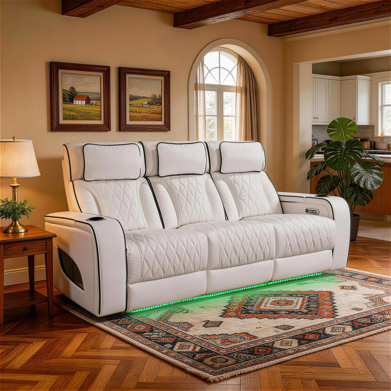 White Power Recliner 3-seater Sofa