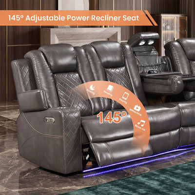 Power Recliner Sectional MC2855B Gray