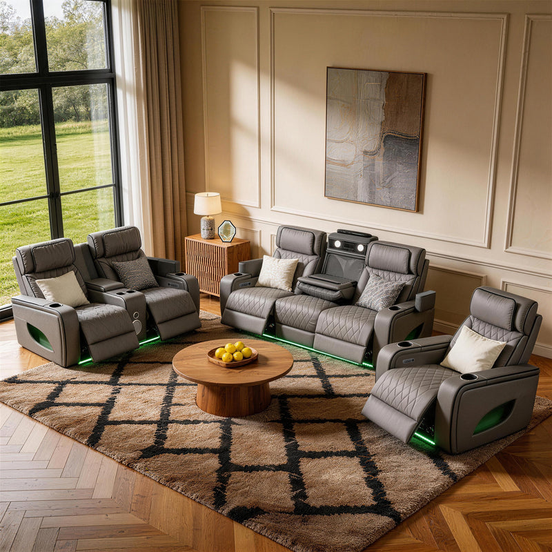 Jessie Luxury Gray Power Recliner Sofa Set
