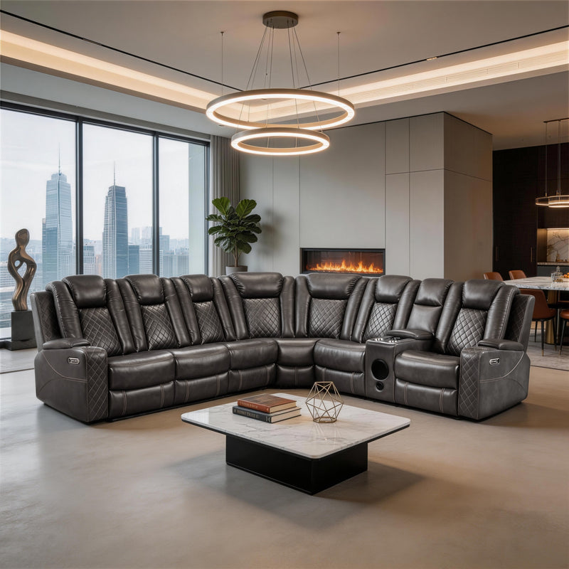 Power Recliner Sectional MC2855B Gray