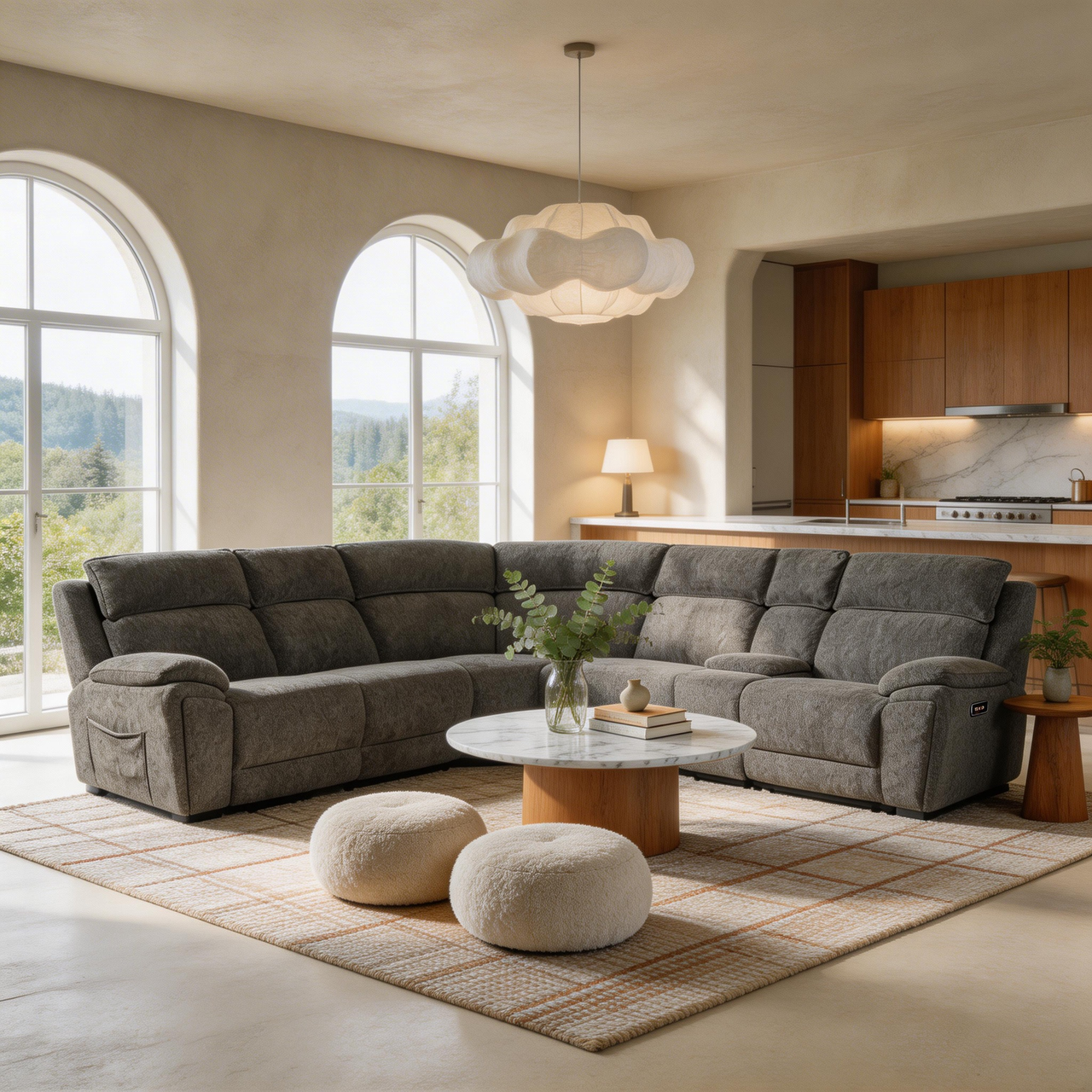 Power Recliner Sectional Fabric Sofa