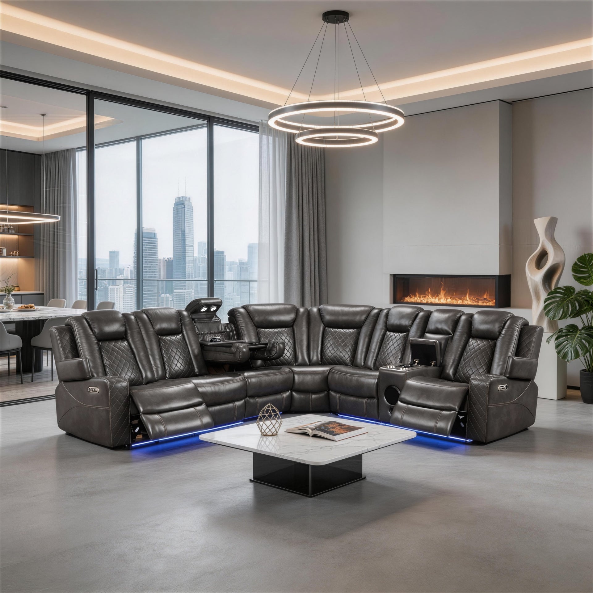 Power Recliner Sectional MC2855B Gray