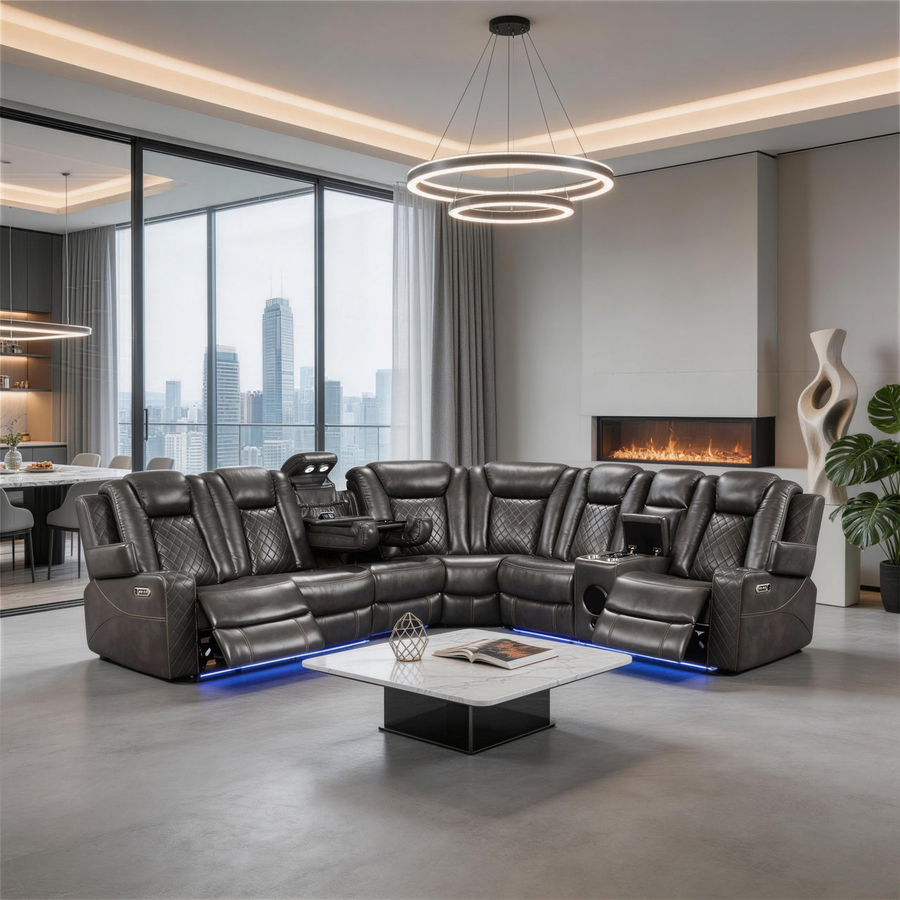 Power Recliner Sectional MC2855B Gray