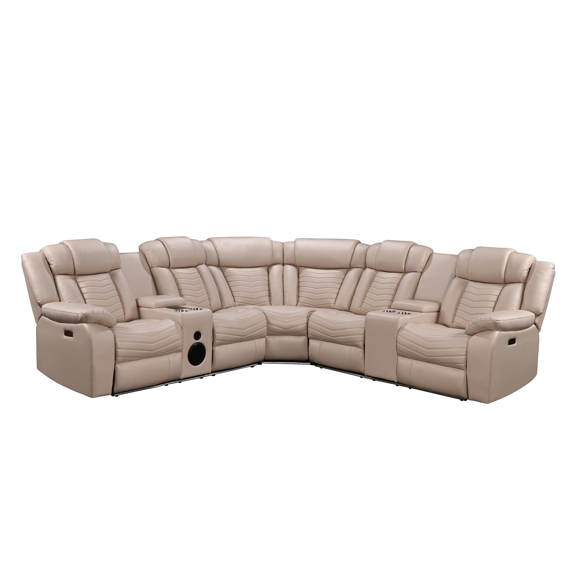Beige Power Recliner Sectional