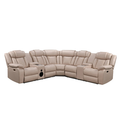Beige Power Recliner Sectional