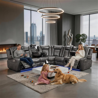 Power Recliner Sectional MC2855B Gray