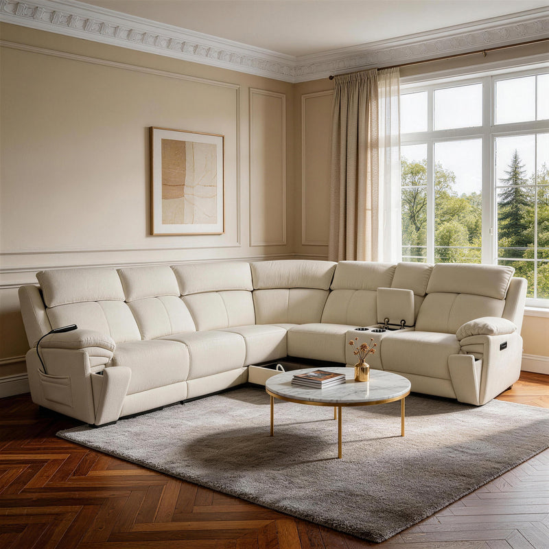Power Recliner Sectional Fabric Sofa