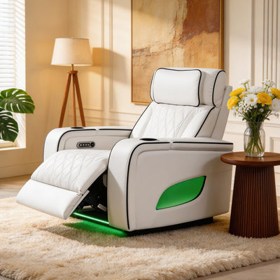 Jessie Power Recliner Chair - Modern White Leather Armchair