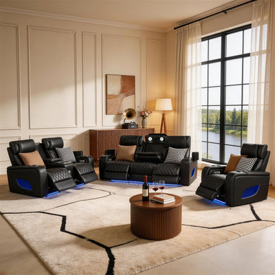 Jessie Luxury Black Power Recliner Sofa Set