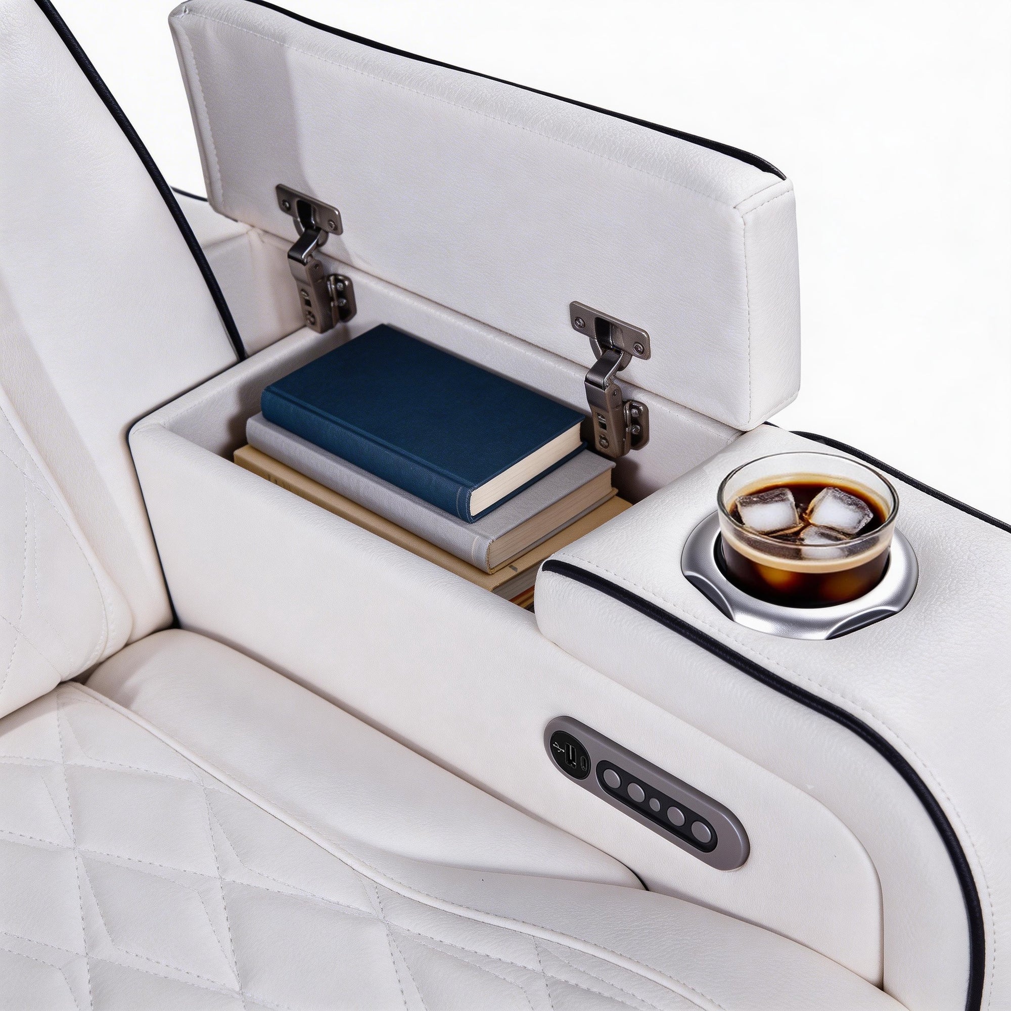 Jessie Power Recliner Chair - Modern White Leather Armchair