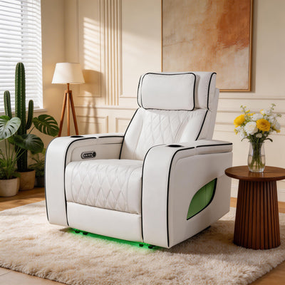Jessie Power Recliner Chair - Modern White Leather Armchair