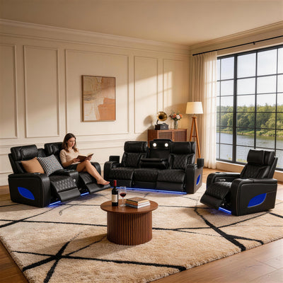 Jessie Luxury Black Power Recliner Sofa Set