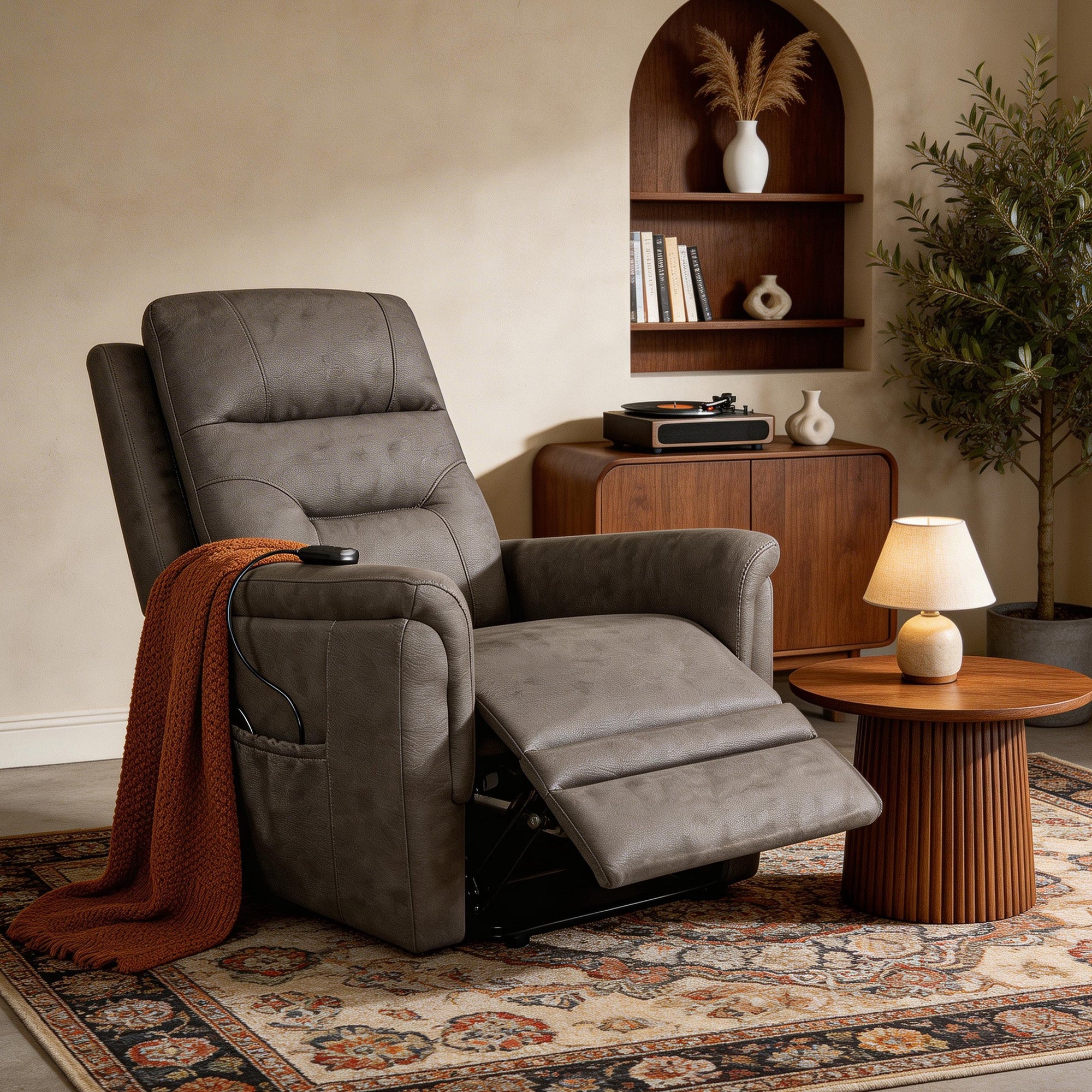 Gray Power Lift Recliner Chair