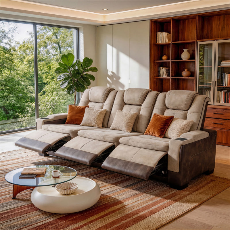 Charlie Modern Brown Power Recliner Sofa for Living Room or Home Theater