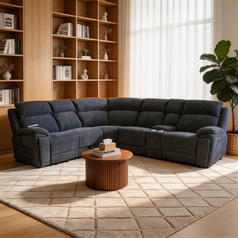 Power Recliner Sectional Fabric Sofa