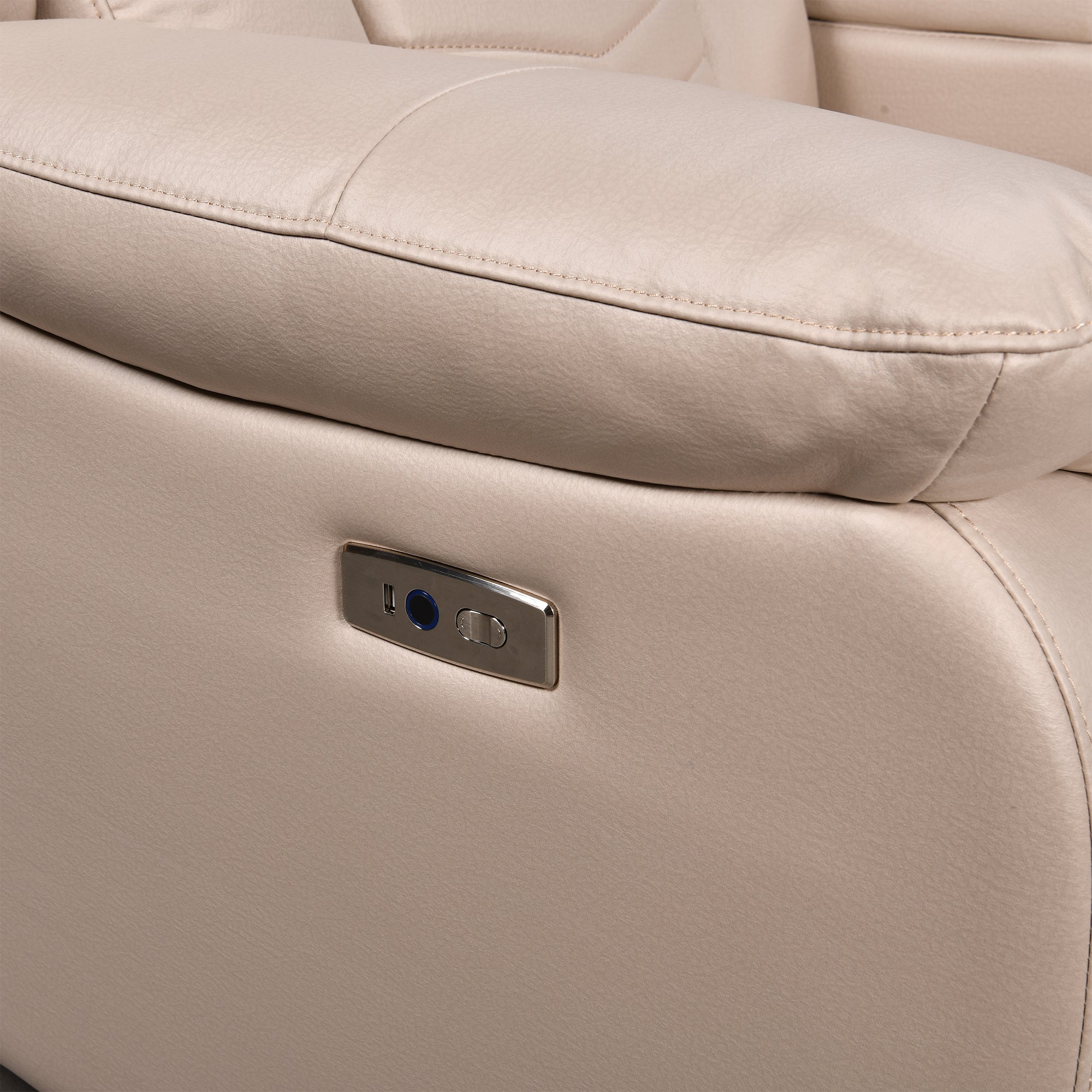 Beige Power Recliner Sectional