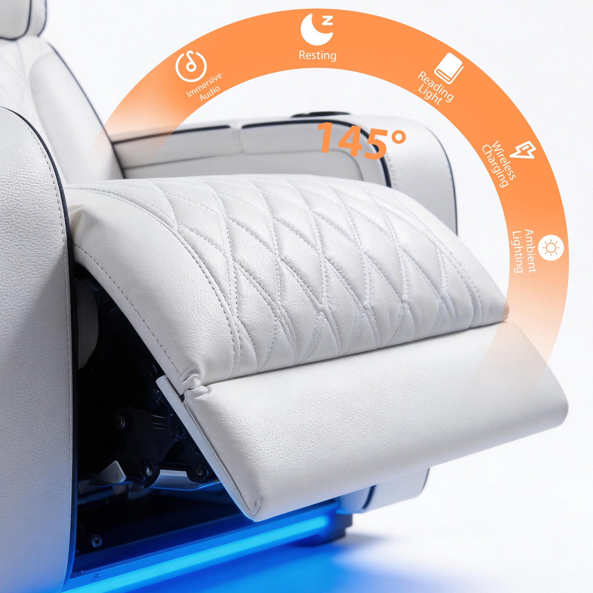 Jessie Power Recliner Chair - Modern White Leather Armchair