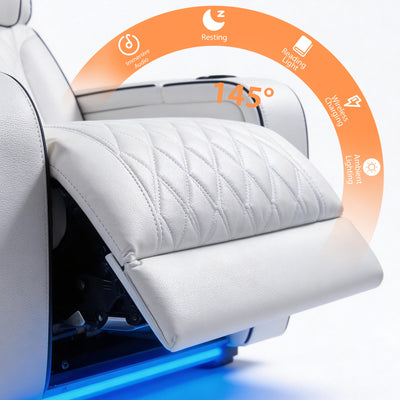Jessie Power Recliner Chair - Modern White Leather Armchair