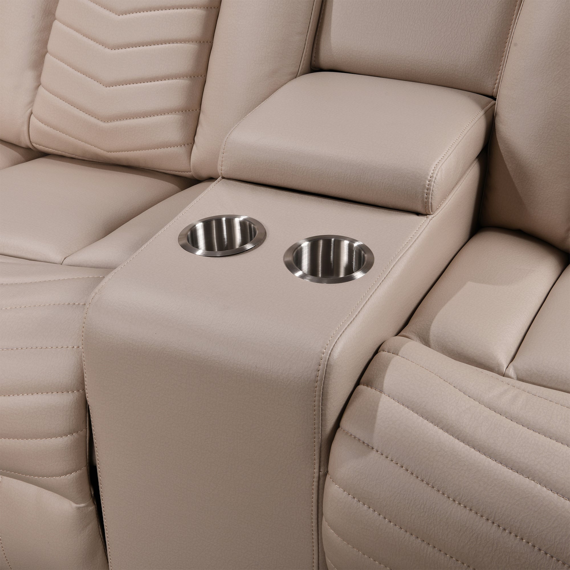 Beige Power Recliner Sectional