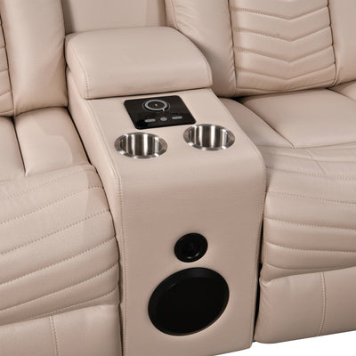 Beige Power Recliner Sectional