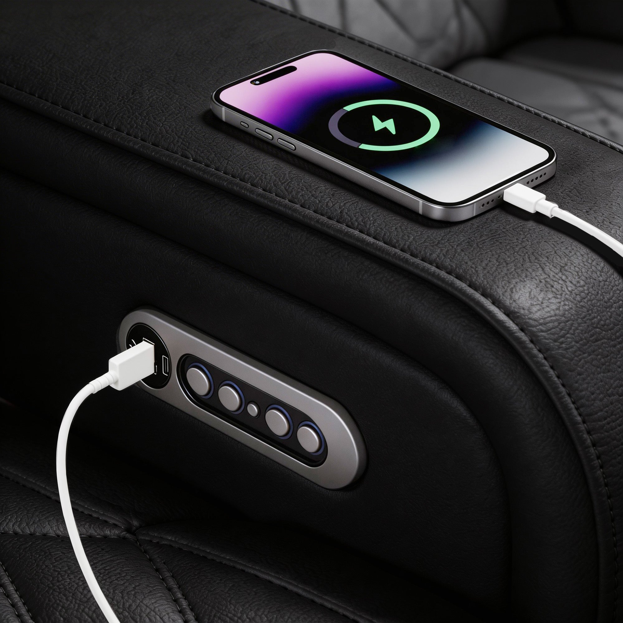 Jessie Luxury Black Power Recliner Sofa Set