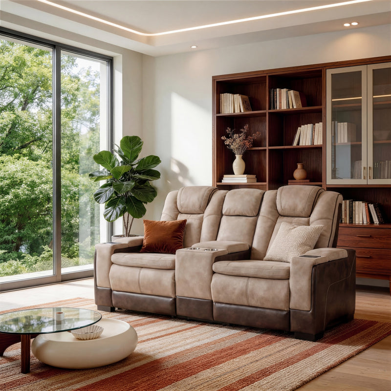 Charlie Modern Brown Power Recliner Loveseat