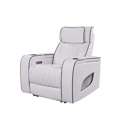 Jessie Power Recliner Chair - Modern White Leather Armchair