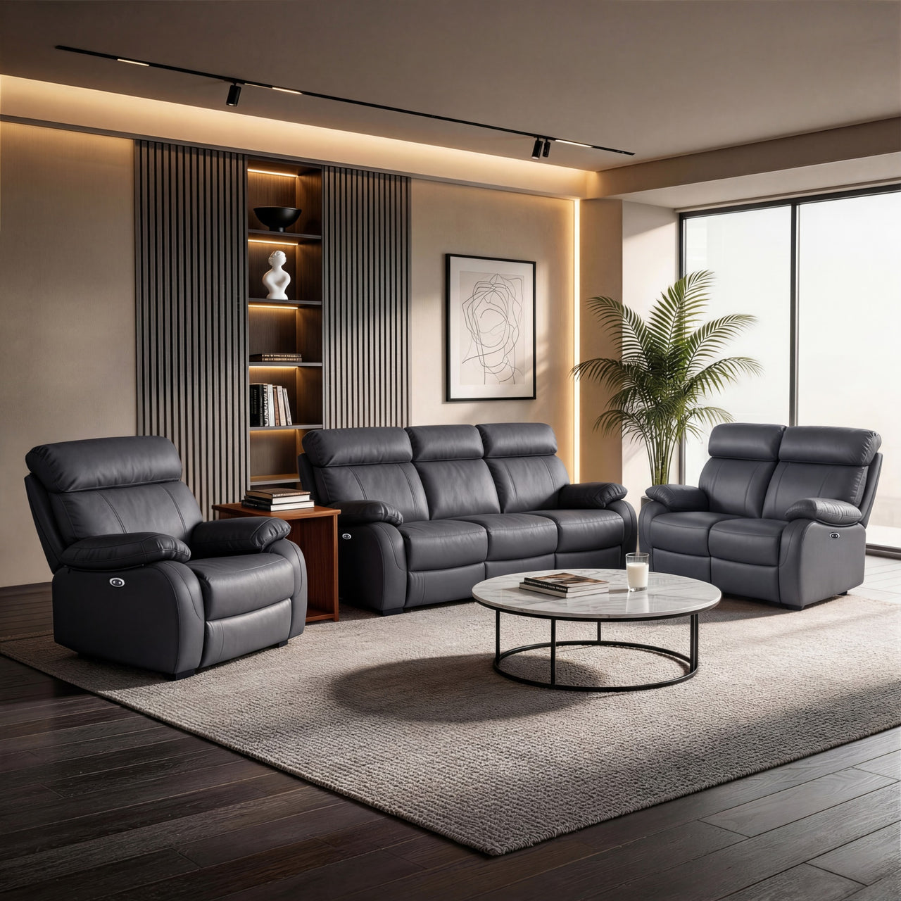 Gray Power Recliner Sofa Set