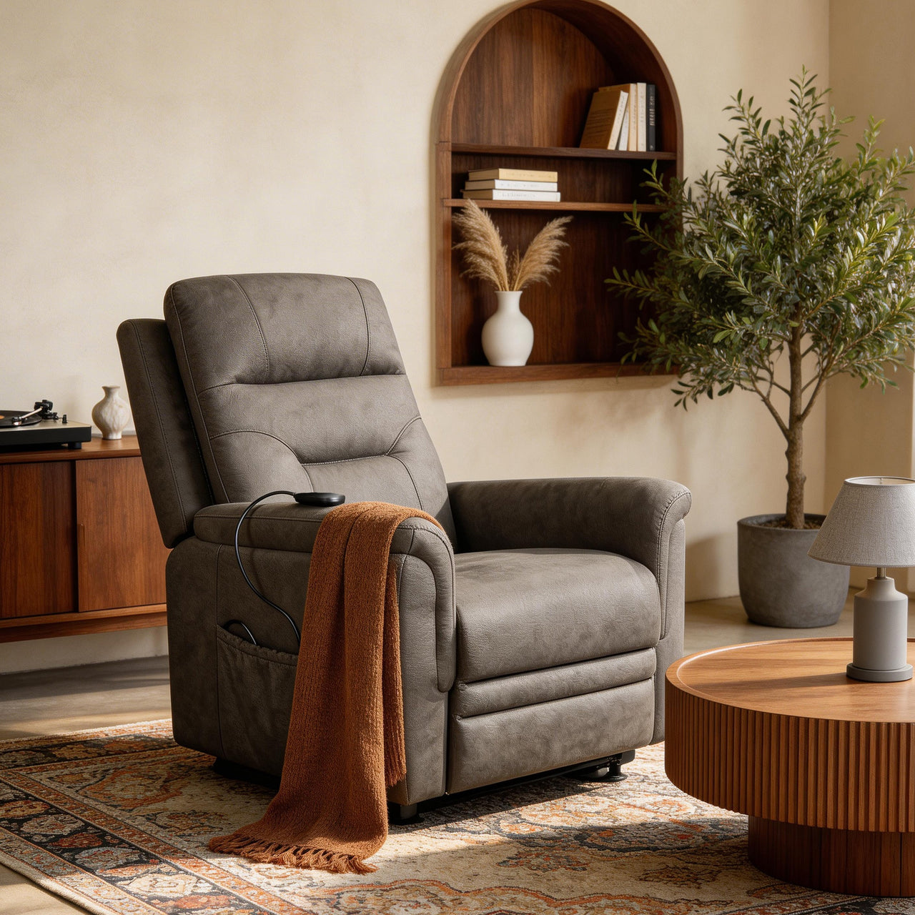 Gray Power Lift Recliner Chair