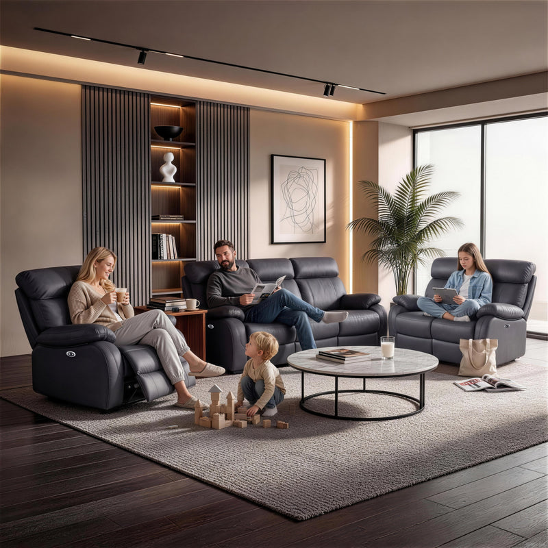 Gray Power Recliner Sofa Set